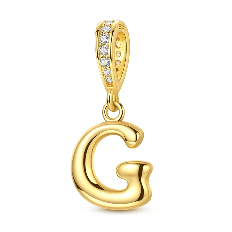 

Подвески из стерлингового серебра 925 пробы с золотой буквой G подходят для оригинального браслета 925, подарок для женщин, ювелирные изделия, модный кулон «сделай сам»