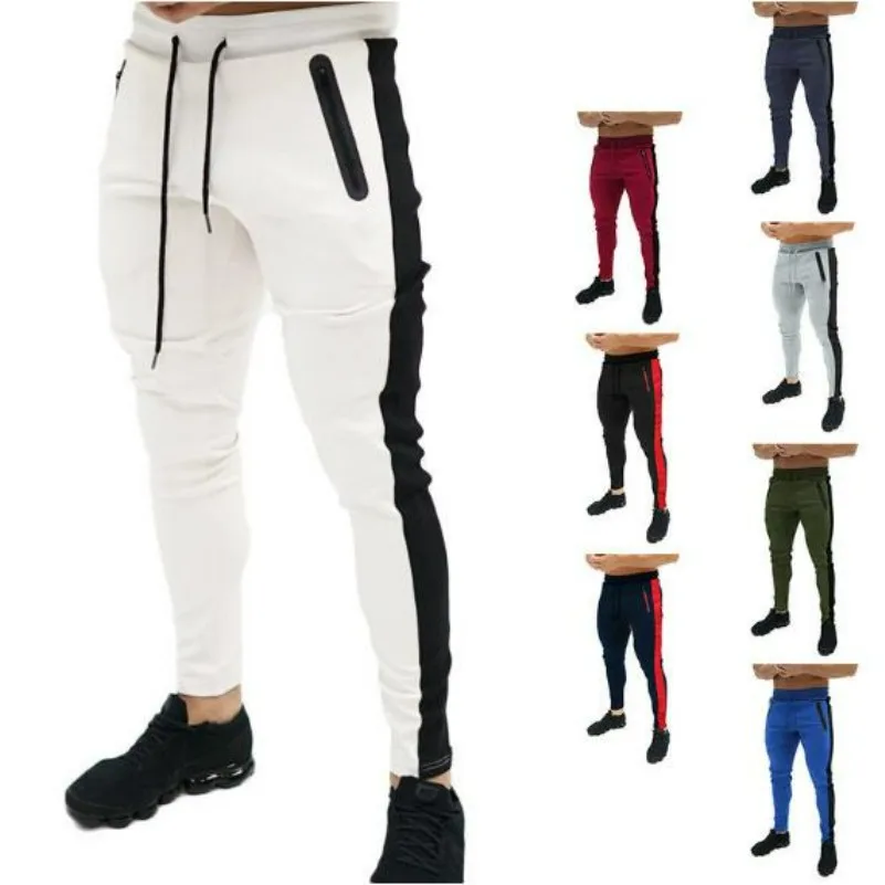 

Spring and Autumn Men's Casual Pants New Trend Korean Version Black and White Stripes Slim LEGGING Trend Bound Feet XS-3XL