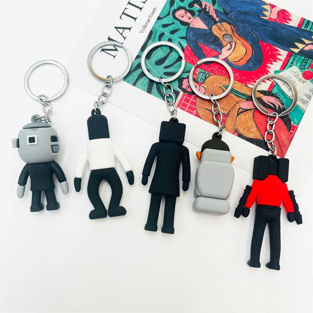 Anime Skibidi Toilet Keychain PVC Keyring Figure Skibidi Dop Toy Pendant for Men Women Backpack Funny Pendant Keyring Jewelry