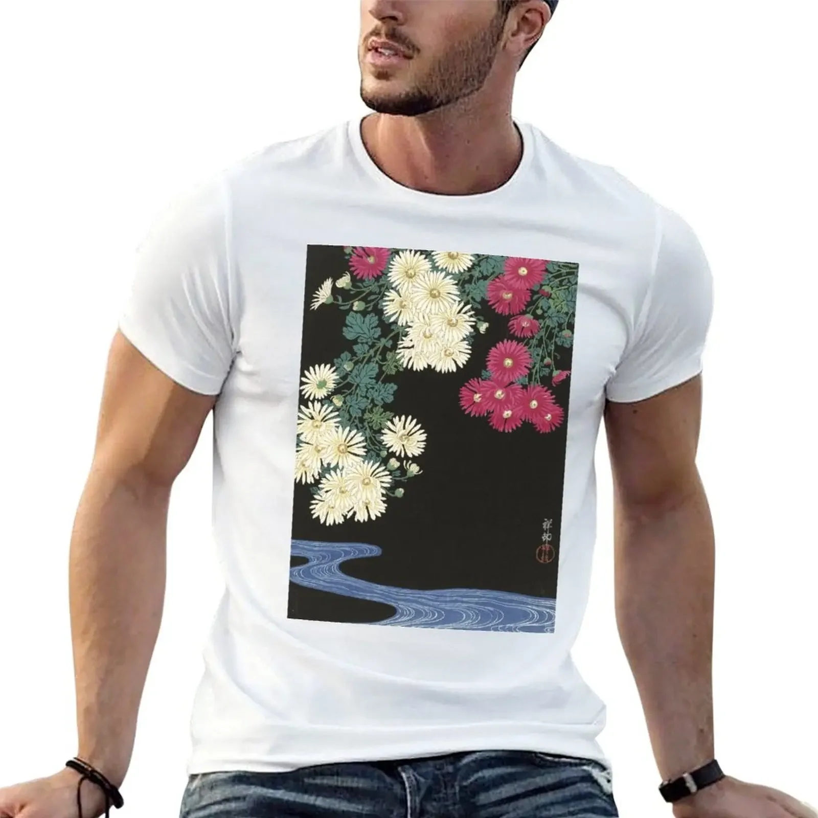 Chrysanthemums - Japanese Art Print T-Shirt graphic t shirt vintage cheap stuff outfits for men