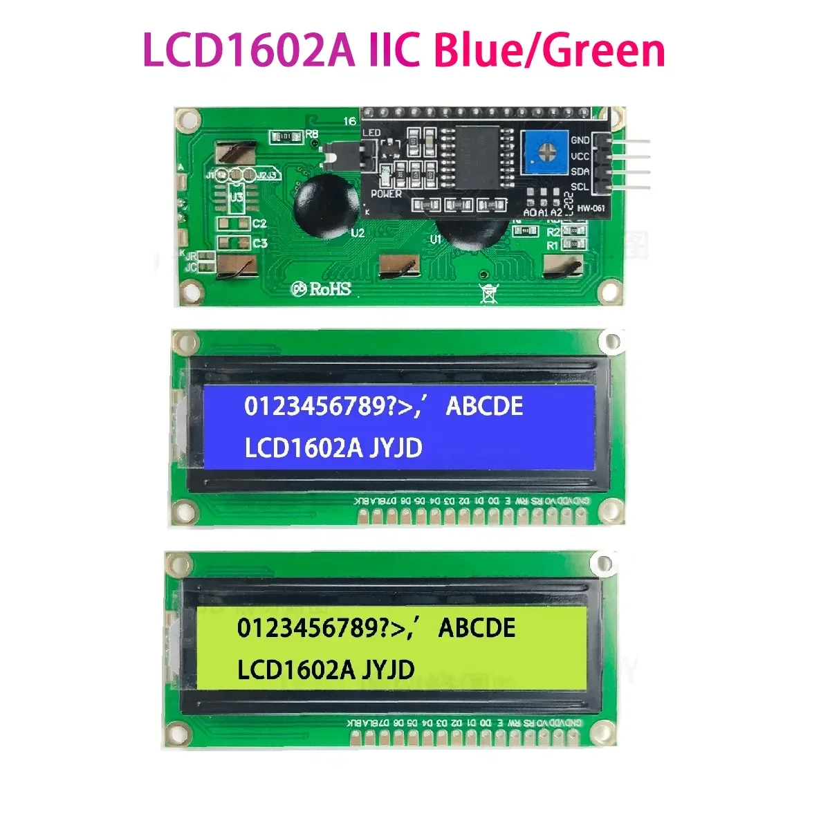 

LCD1602+I2C 1602 16x2 1602A Blue/Green screen HD44780 Character LCD /w IIC/I2C Serial Interface Adapter Module For Arduino