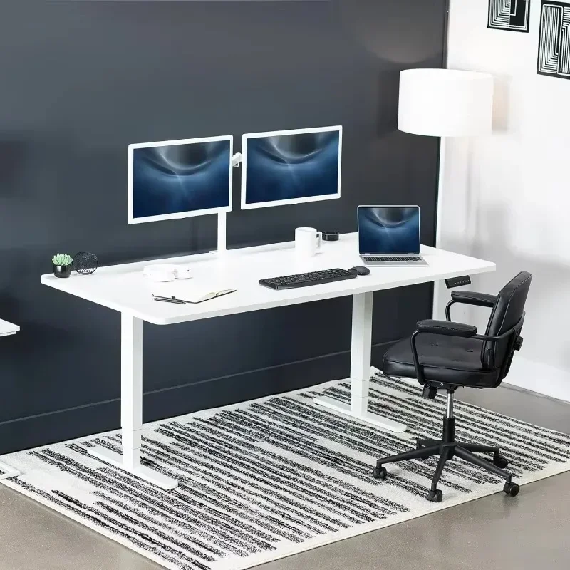 Electric 71 x 36 in Sit Stand Desk, Dual Motor Memory Controller Height Adjustment, 2B Series, White Top White Frame