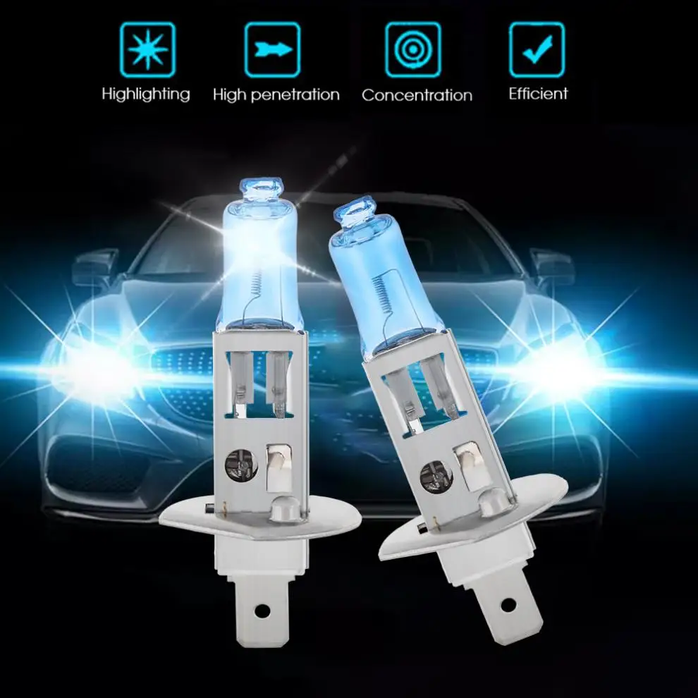 2pcs /4pcs H1 100W Car Headlight Bulb Fog Light Super Bright 6000K White Light Car HOD Halogen Lamp Auto Front Fog Light