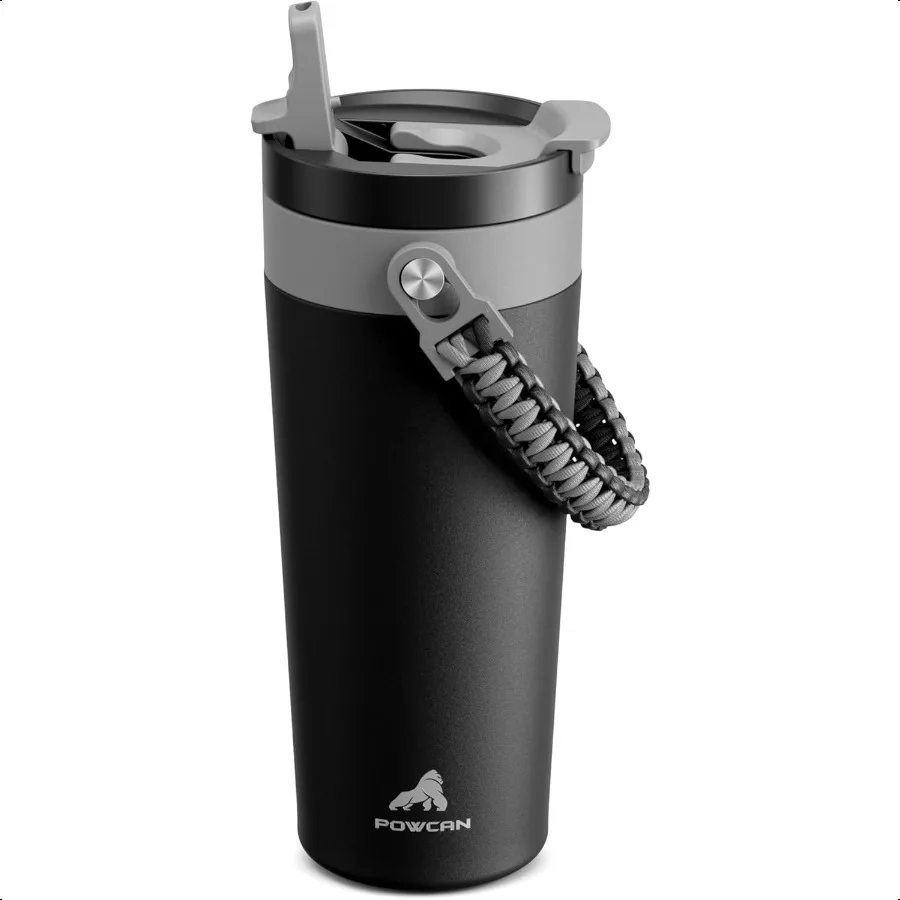 

24 oz Insulated Coffee Mug for Office: 2in1 Straw Flip Lid Keep Cold 24H Fit in Car Cupholder Leakproof Stainl Steel Coffee Tum
