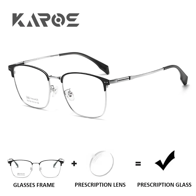 

KAROS Titanium Square Prescription Glasses With Anti Blue Light And Photochromic For Myopia Progressive Lenses Optical Eyewear M
