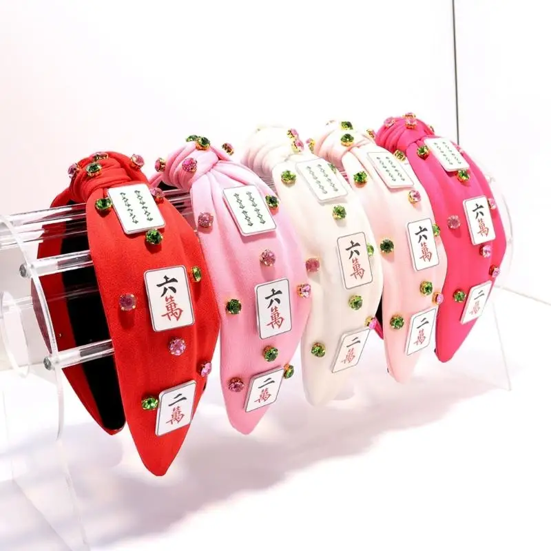 39BD Wide Mahjong Hair Band with Ruched Top Form for Outfit Styling, Gatherings, Parties, Game Night Wear, and Event Looks