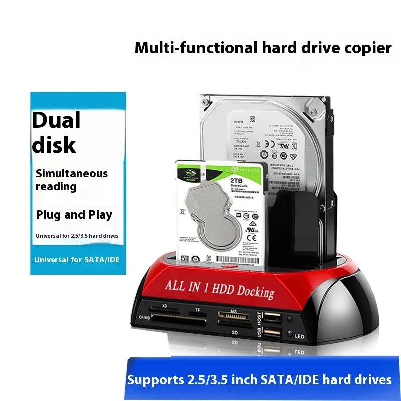 USB 2.0 para IDE SATA disco rígido OTB clonagem Dock tudo em uma estação de acoplamento HDD dual bay 2,5 polegadas 3,5 polegadas eSATA com leitor de cartão