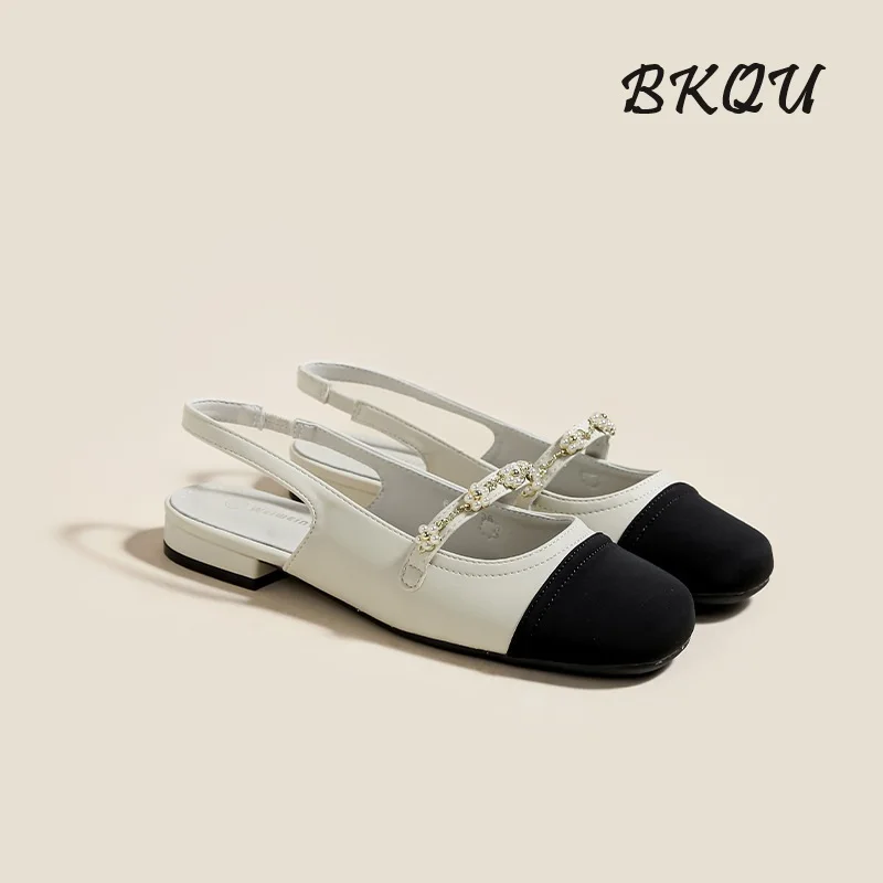 

BKQU Women Mary Jane 2024 Summer New Trend Sandals Women Baotou Vintage Single Shoes Color Matching Large Size 35-43 Rubber Sole