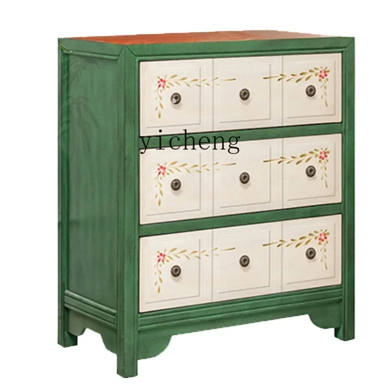 TQH Storage Cabinet Bedroom Bedroom Bedside Cabinet Living Room Wall Entrance Cabinet Painted Side American