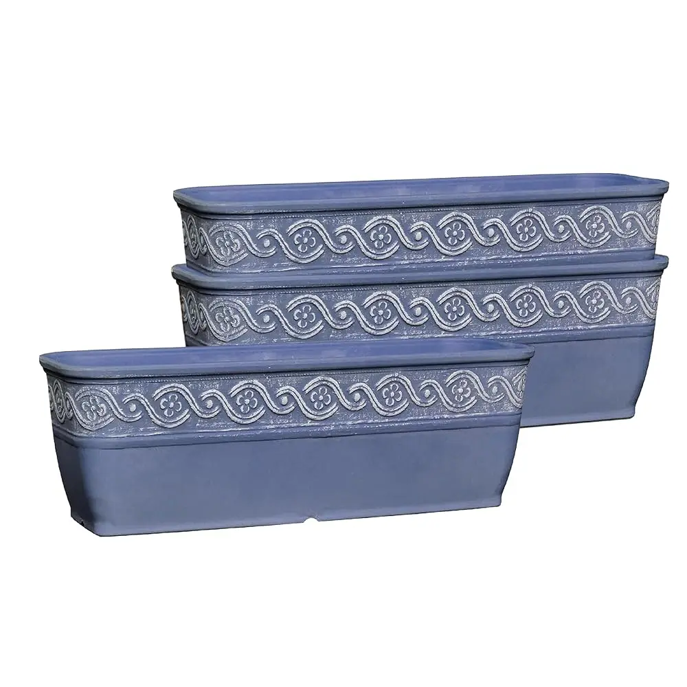 

Кашпо-корыто Corinthian для дома и сада, 10 дюймов, цвет Slate Blue (3 шт.)