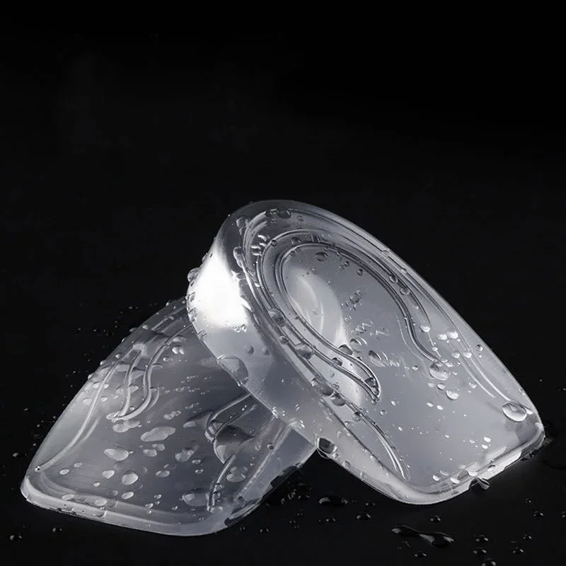 2pcs Transparent Invisible Inner Height Increasing Insole Shock Absorption Odor Proof Silicone Heel Pad Women Heel Half Pads