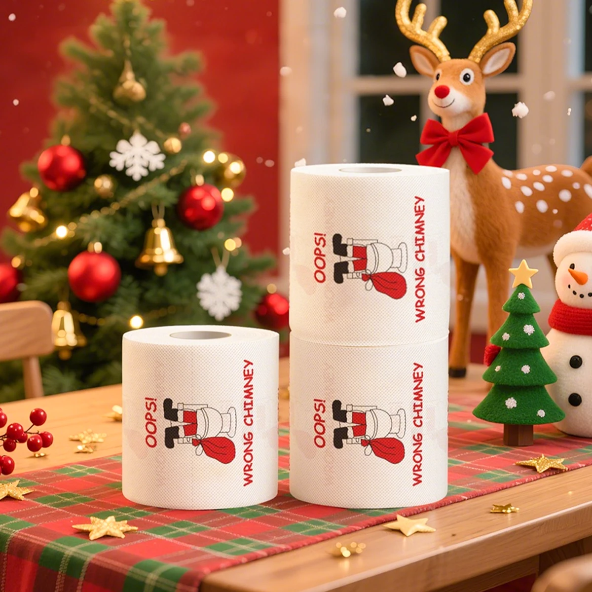 Christmas Kitchen Roll Paper Merry Christmas Decoration for Home 2025 Clean Dining Table Roll Tissue Navidad Natal New Year 2026