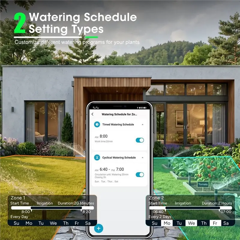 [NEWA64Z!】 Automatic Drip Irrigation Function For Garden Hose Dual-Channel Wifi Water Valve Controller 3/4