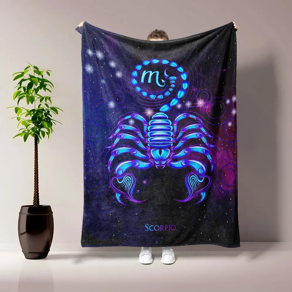Die Zodiac Throw HD-gedruckte Flanelldecke mit Skorpion, Widder, Pisst. Verwendung für Sofa, Betten, Wohnzimmer, Reise-Picknickdecke