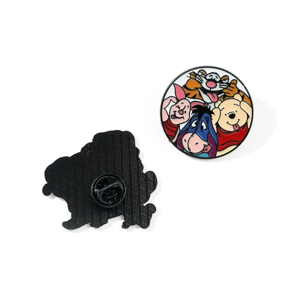 2 Pcs Anime Pooh Bear Brooch Cartoon Tiger Eeyore Enamel Pin Metal Badge Jewelry Clothing Backpack Accessories Gift for Friends