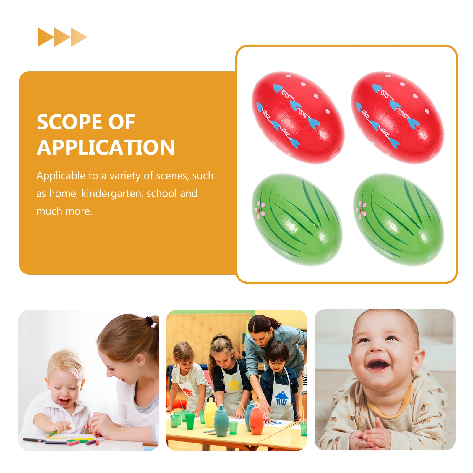

4 Pcs Sand Egg Percussion Instrument Rhythm Toy Kids Instruments Puzzle Toys for Wood Children Musical