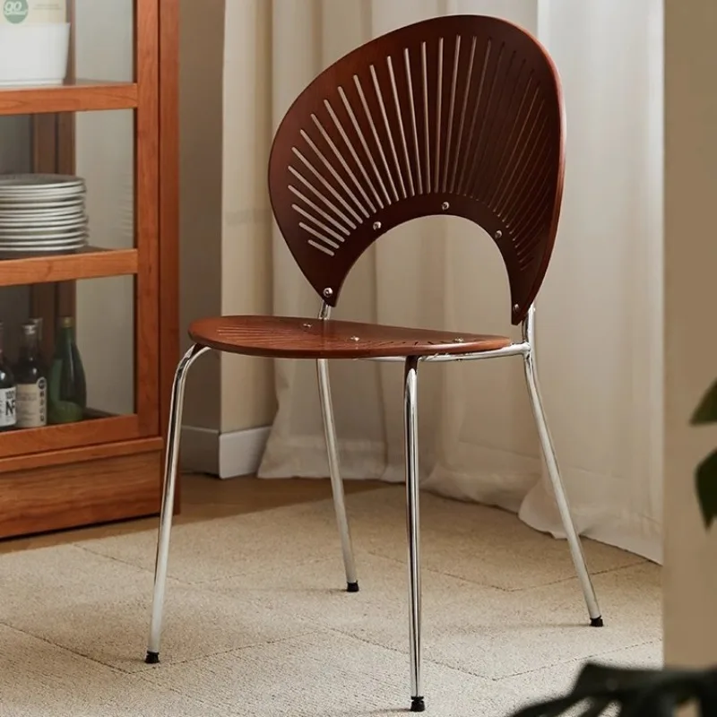 

Vintage solid wood dining chairs, shell chairs, antique style backrest dining chairs, light luxury high-end wooden chairs