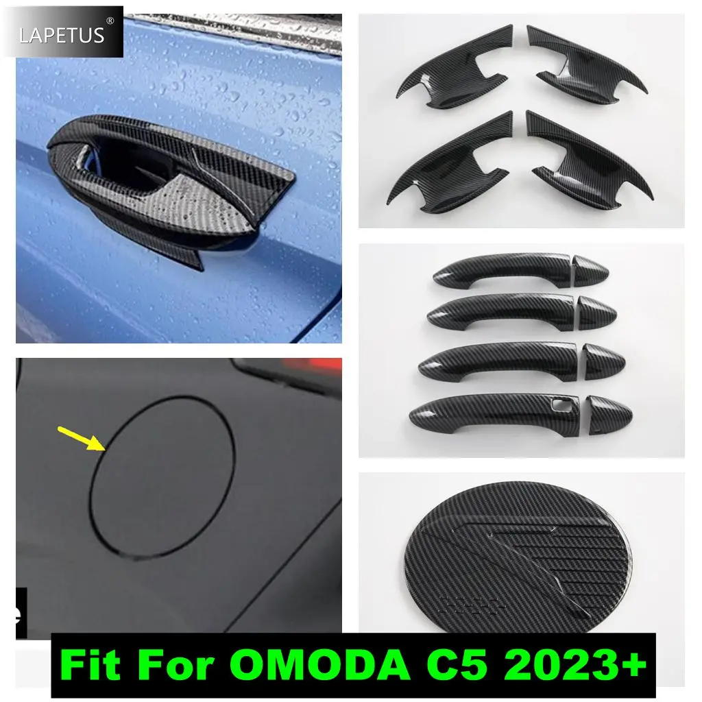 

ABS Carbon Fiber Car Outer Door Handle Bowl / Fuel Oil Tank Cap Decoration Cover Trim For OMODA C5 2023 2024 2025 Accessories