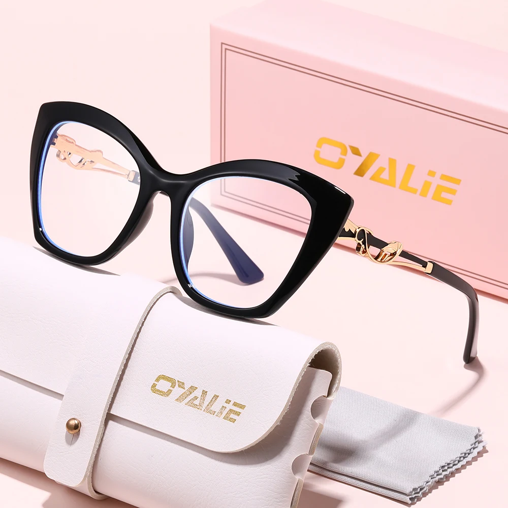 Oyalie Klassische Große Cat-Eye-Brille, Erhältlich in Verschiedenen Farben, mit Exquisiten Goldakzenten, die einen Hauch von Luxus und Schönheit verleihen, Geeignet zum Kombinieren mit