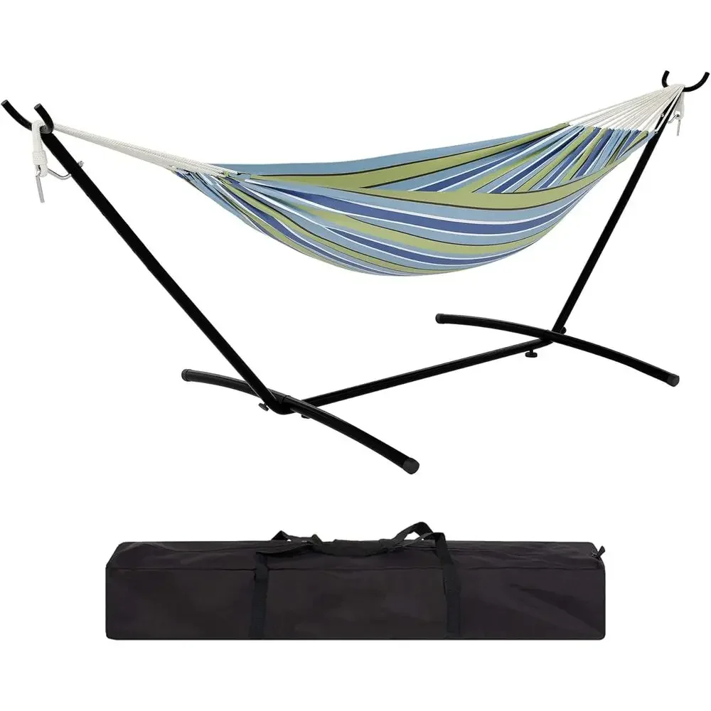 Portable Heavy-Duty Hammock Set for Outdoors, Patio, Garden, and Camping - 500 lbs Capacity, Premium Cotton & Polyester Fabric,