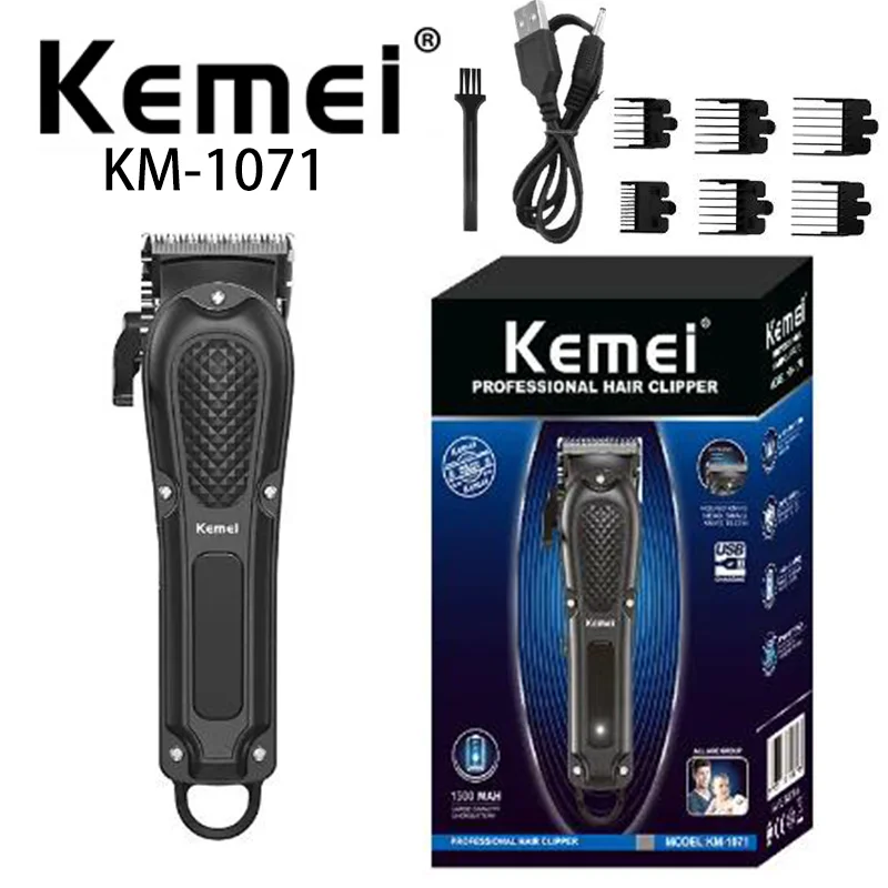 

Kemei KM-1071 Hot Selling Automatic Grinding Oil Head Engraving Cordless USB Rechargeable Professional Hair Clipper