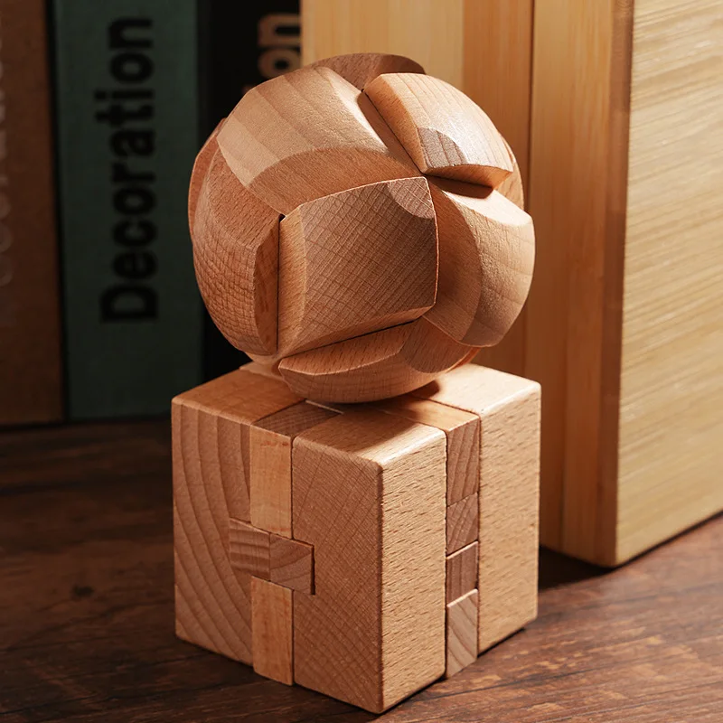 Wooden Kong Ming Lock LuBan Lock IQ Brain Teaser Educational Toy for Kids Children Montessori 3D Puzzles Game Unlock Toys