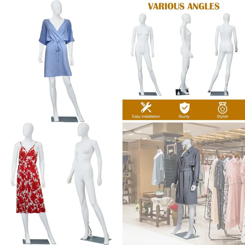 

69 Inch Adjustable Detachable Male Mannequin for Standing or Sewing, Ideal for Market and Shop Window Displays (White)