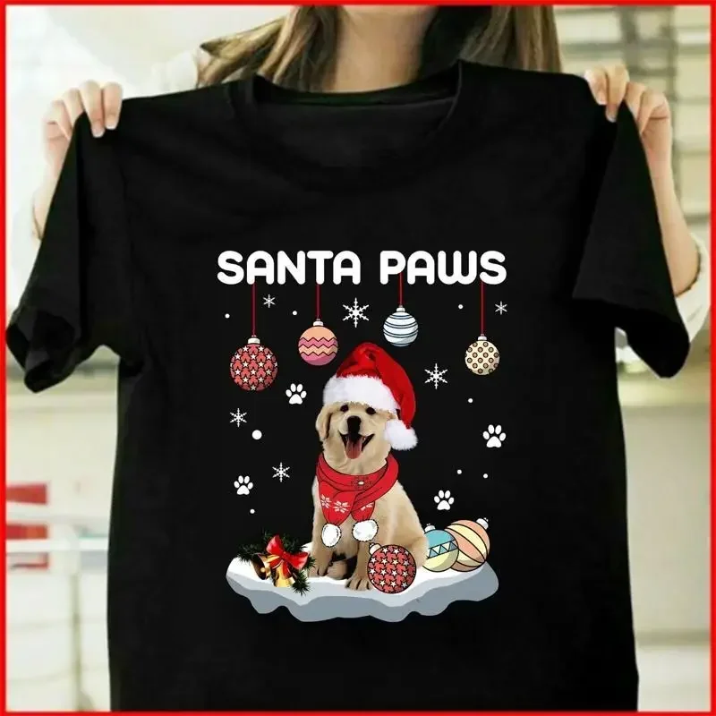 Golden Retriever Happy Christmas Funny Animals T shirt Size S_5XL
