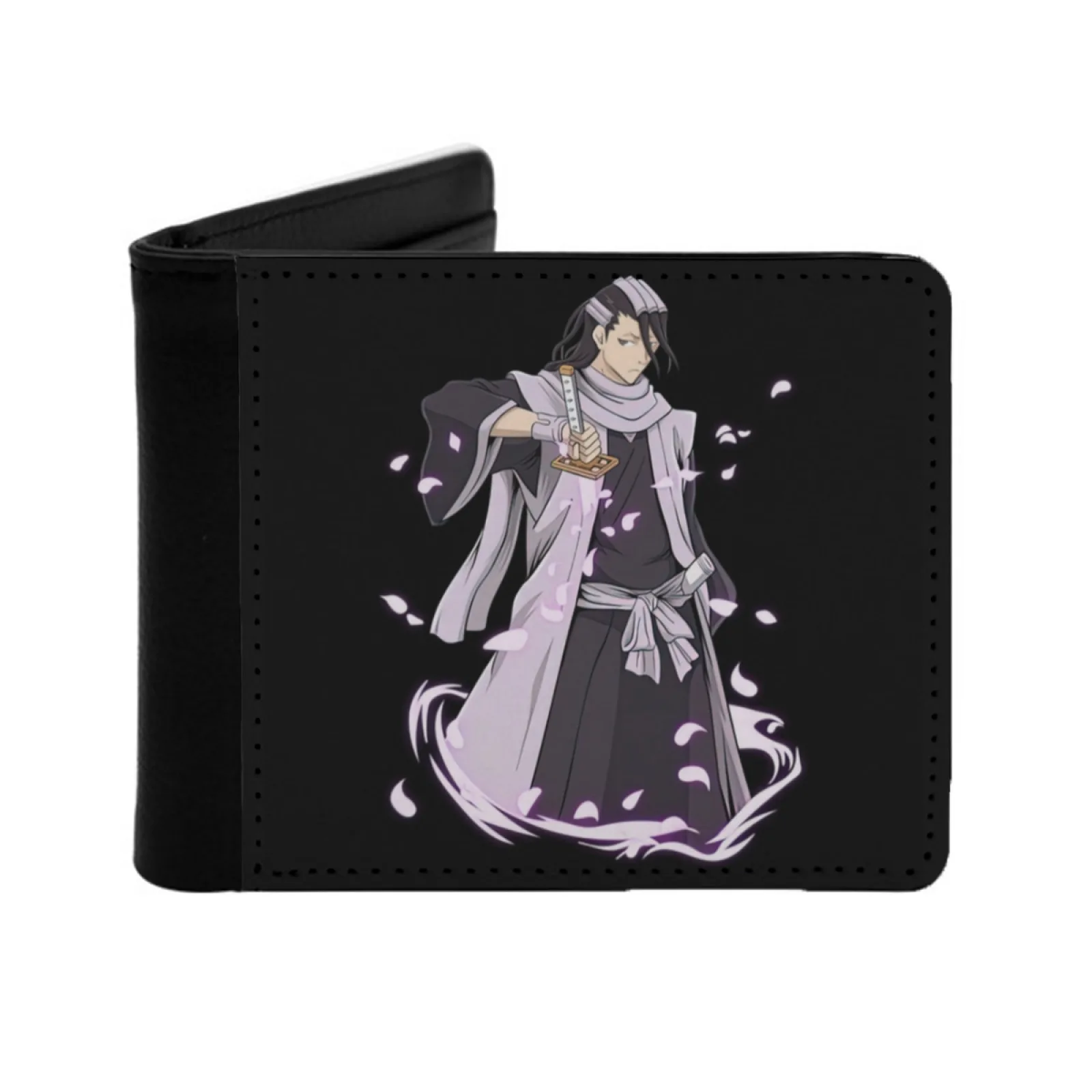 Byakuya Bleach Anime Personalized Men's Leather Wallet Credit Card Pouch Purse Anime Bleach Senbonzakura Sword Cherry Blossom