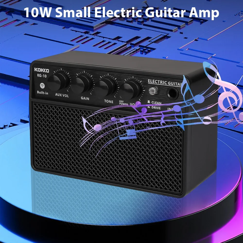 Portable Electric Guitar Speaker 10W Rechargeable Bluetooth Soundbox BT 6.35mm Audio Cable Connection Stereo Guitar Amplifier