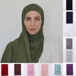 Hot Selling Rayon Modal Undercap Paired With A Long Scarf For Easy Wearing Muslim Women Hijab Set