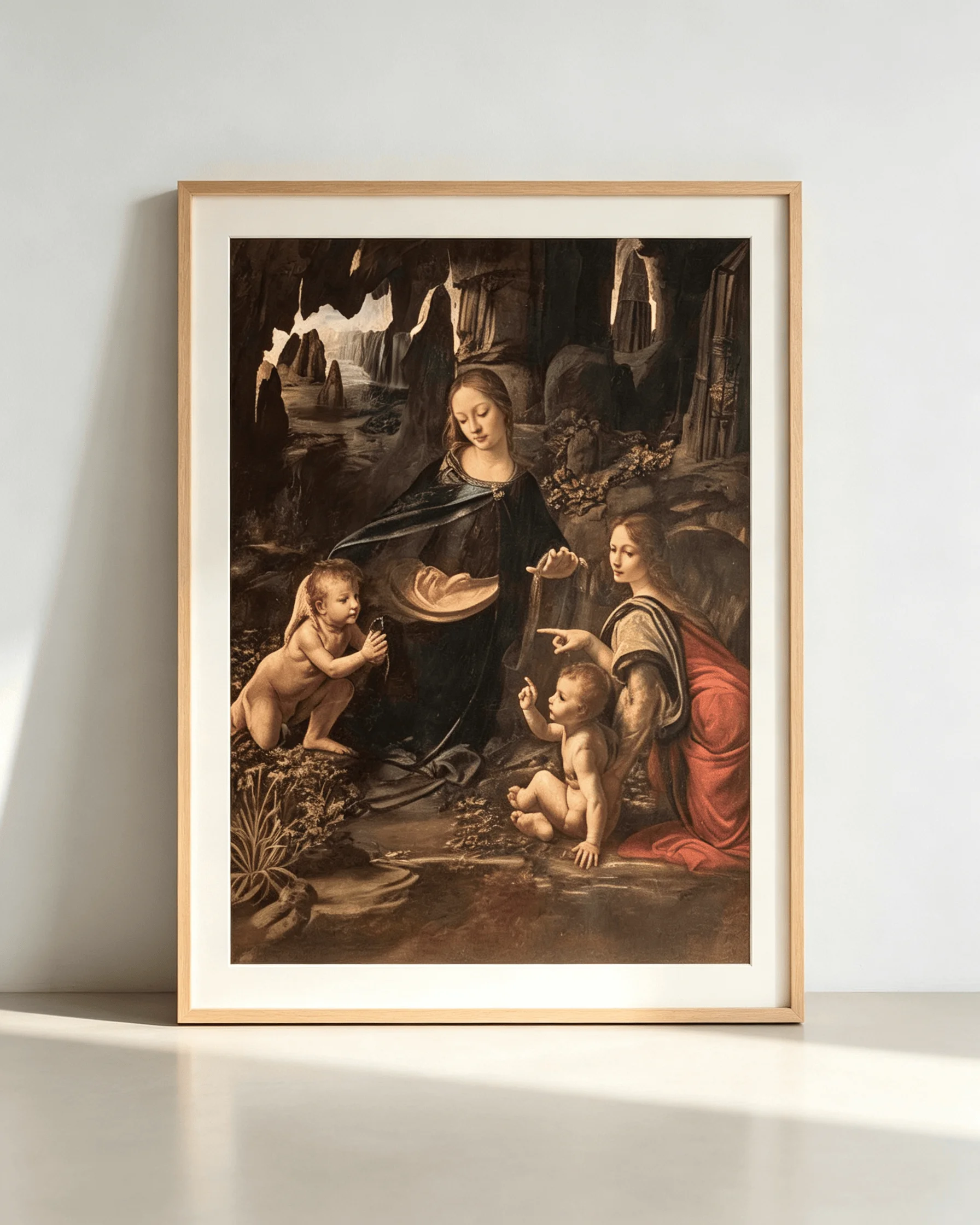 Folder Art Print Virgin of the Rocks Da Vinci Canvas Wall Art Classic Religious Renaissance Painting Decor Unframed