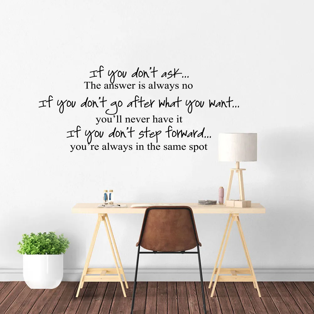 If You Don’t Ask, The Answer Is Always No Wall Sticker Office Classroom Motivational Inspirational Quote Wall Decal Bedroom Vin