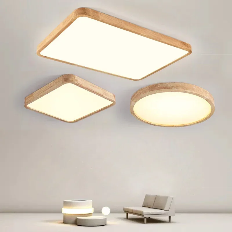 Nordische Holz Decken leuchte minimalist ische LED runde quadratische Schlafzimmer Wohnzimmer Balkon Büro Innendekoration Home Lampe Leuchten