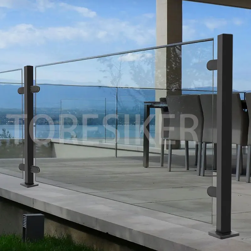 Black Glass Balaustrada Post Vidro Trilhar Post Sistema de Esgrima para Deck Villa Varanda