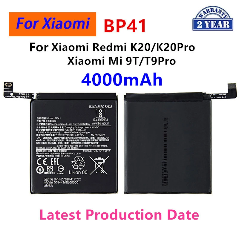 Brand New  BP41 4000mAh  For Xiaomi Redmi K20 K20 Pro / Xiaomi Mi 9T T9 Pro BP41 Replacement Batteries +Tools
