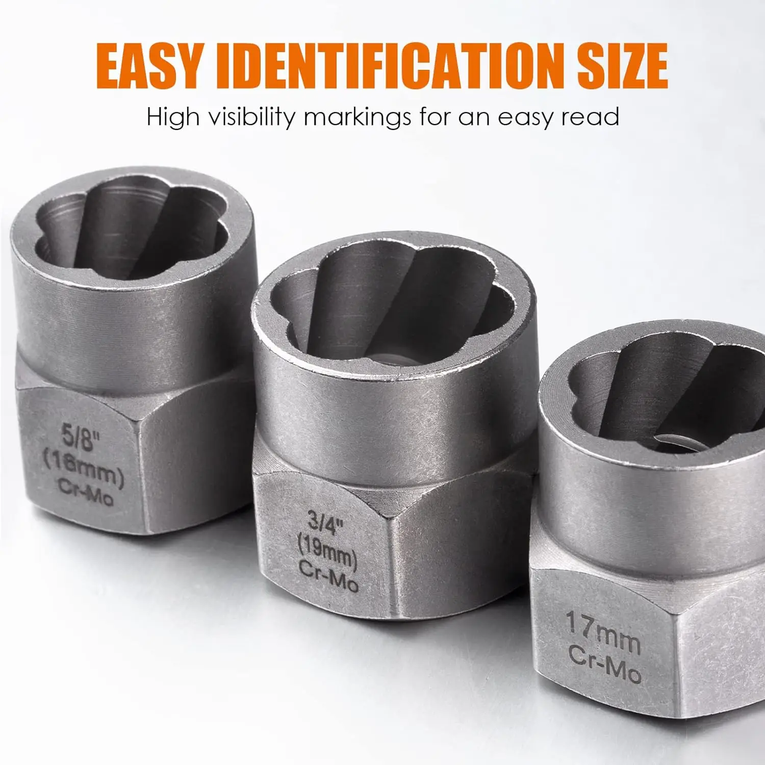 14Pcs Impact Bolt and Nut Extractor Tool Set Damaged Stripped Lug Remover Universal Socket Wrench Kit for Removing Rounded Frozen Fasteners Heavy Duty Hand Tools view 5