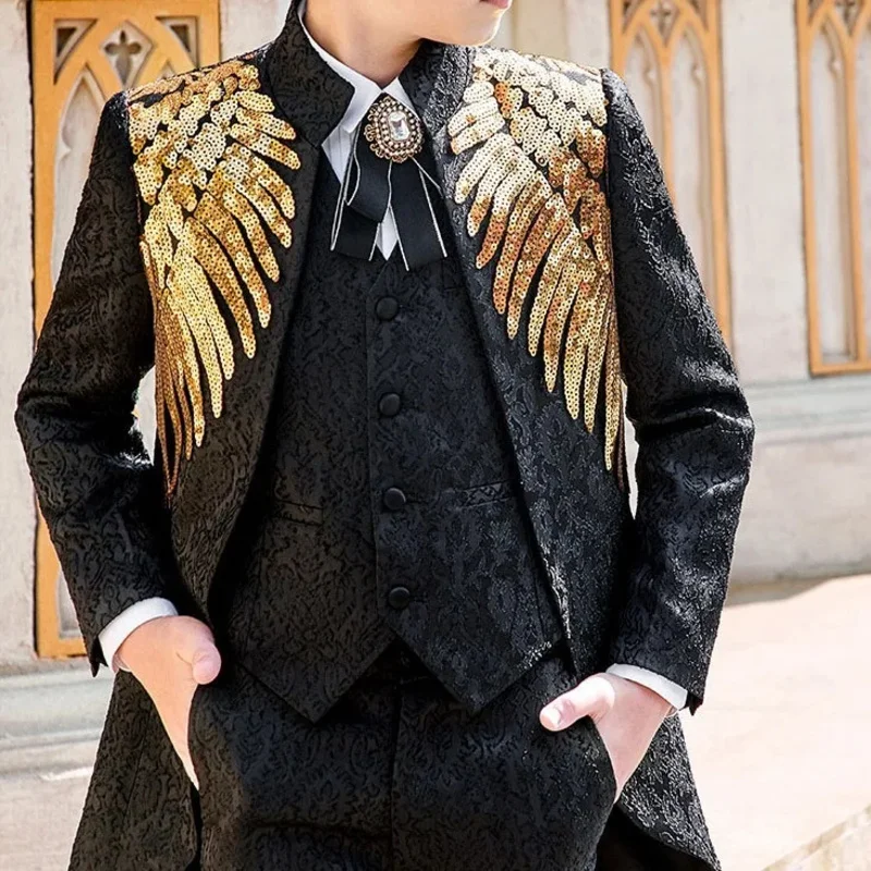 

Children Ceremonial Dress Suit Tuxedo Ceremonial Dress Handsome Piano Kids Carnival Boys Costume Europe And America Suit Fiesta
