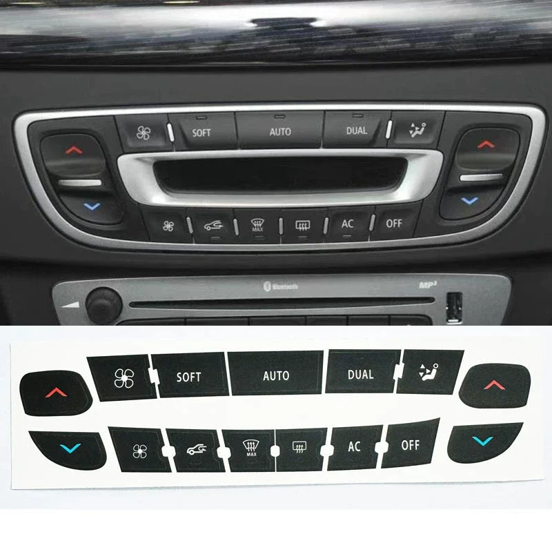 Auto Interior CD Radio Audio Air Condition Control Panel Button Repair Decor Sticker Decals for Renault Megane/Master/Scenic III