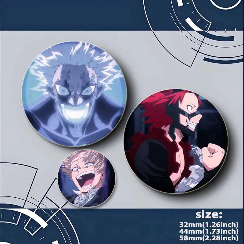 Hot Collections Anime Pins Midoriya Izuku Bakugou Katsuki Round Badge Todoroki Shoto Ochaco Uraraka Cartoon Brooches Accessorie