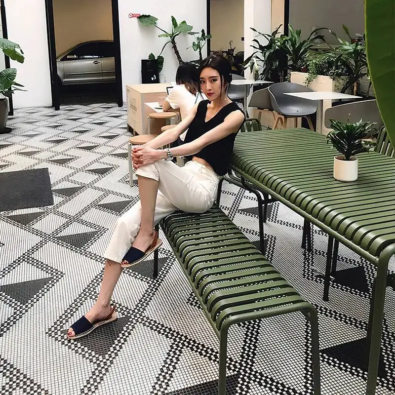 أطقم حديقة الجزء الخارجي صالة الإقامة المنزلية الحديثة المواد فناء مجموعة مصمم أكشاك المعادن Meble Ogrodowe أثاث الحدائق في الهواء الطلق #3