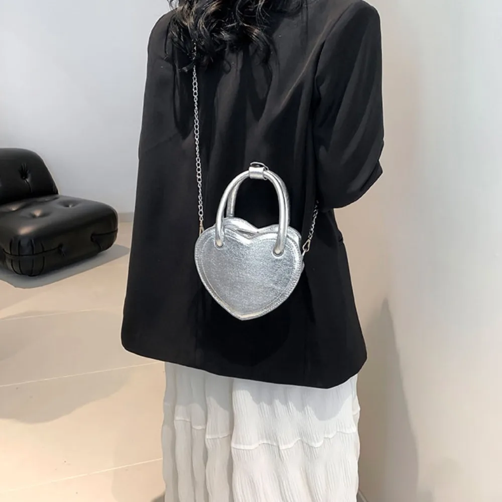 Trendy Heart Shape Shoulder Bag Handbag Daily Commuting Bag Casual Chain Messenger Bag Travel Beach Bag Underarm Bag