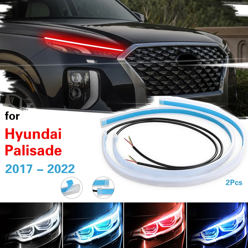 

For Hyundai Palisade 2017-2022 Car LED Light Strip DRL Daytime Running Light Auto Headlight Surface Lamp Flowing Turn Signal 12V