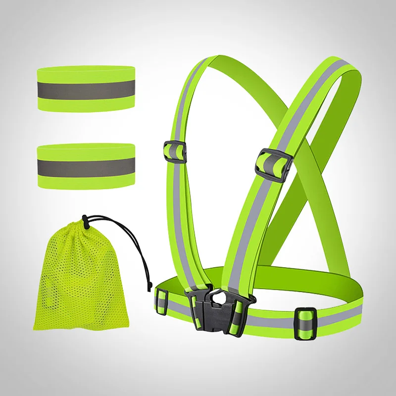 Night Running And Cycling Safety Vest Labor Protection Harness Waistcoat Protective Suit Combination Set for Enhanced Visibility