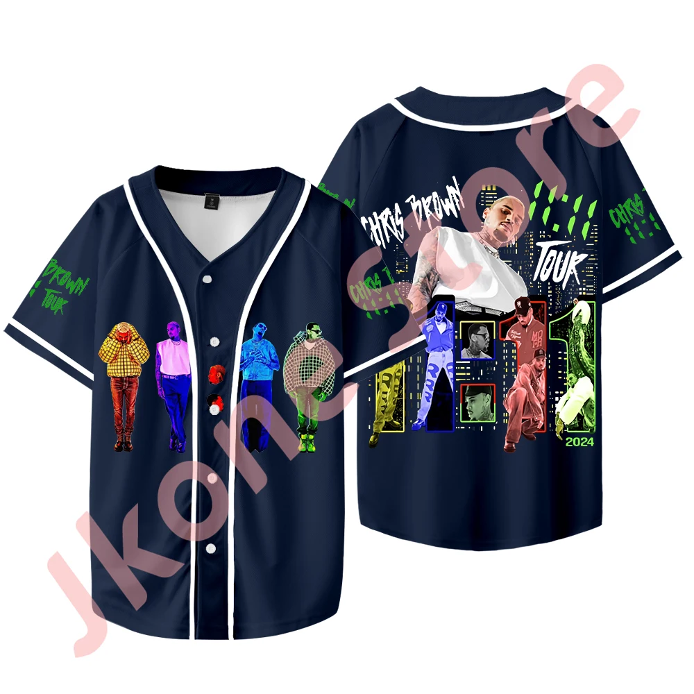 Chris Brown 11 Tour Merch Jersey T-shirts Rapper New Logo Baseball Jacket Summer Women Men Fashion HipHop Short Sleeve Tee