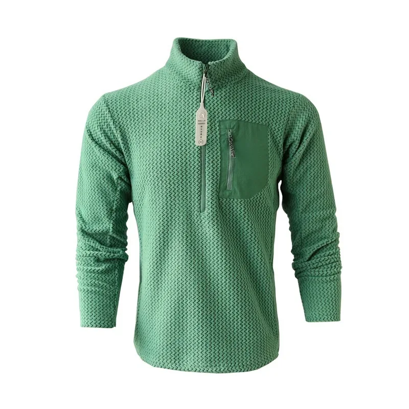 سويت شيرت رياضي جديد مريح وسميك للرجال والنساء شبه سحاب من الصوف مع صوف مموج وبلوز بأكمام طويلة