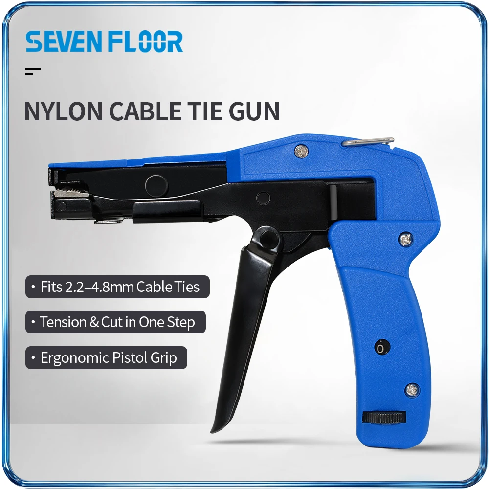Cable Tie Gun Nylon Zip Tie Tensioning Tool Adjustable Fastening Cutting Hand Tool Carbon Steel for Wire Organizer Workshop