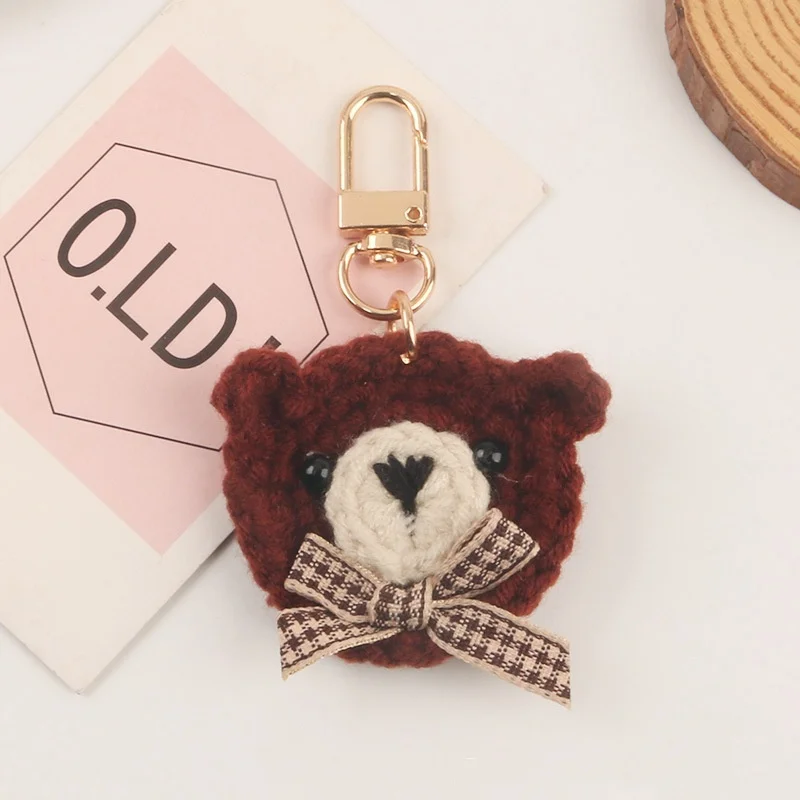 Cute Bow Tie Bear Car Keychain Pendant Small Fresh Cloth Bear Accessories Headphone Set Women\'s Bag Decoration