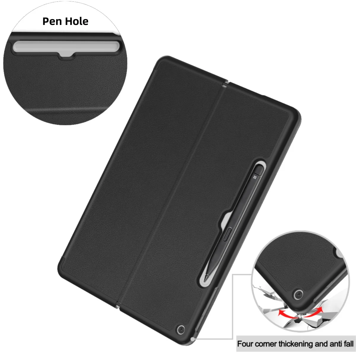 Capa flip para microsoft surface pro 12 case 2025 novo suporte dobrável de 12 polegadas capa de couro pu compatível com teclado tipo capa