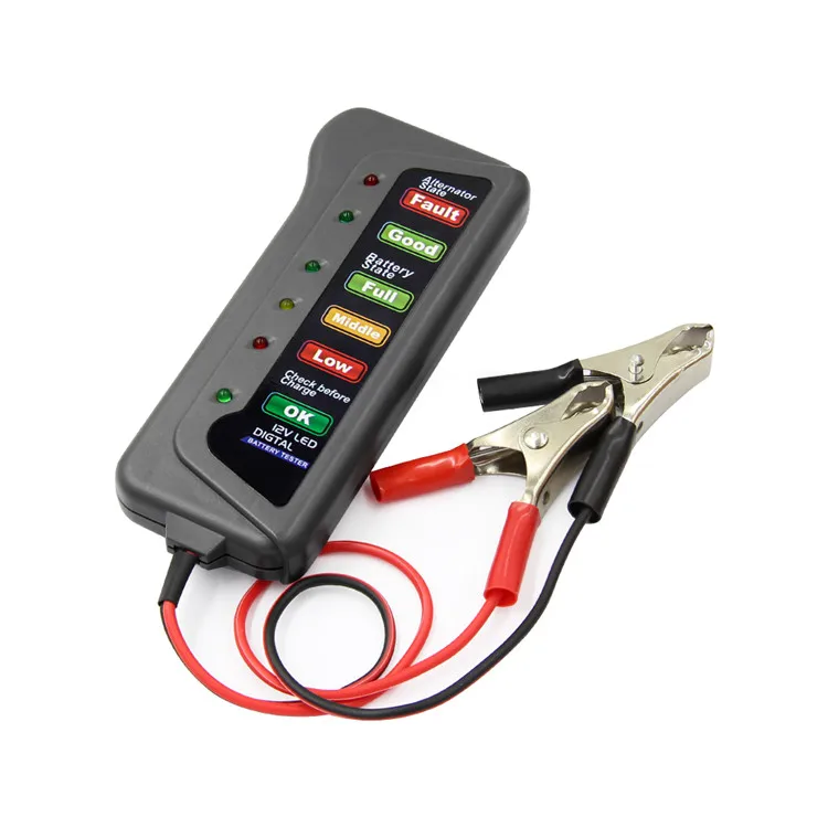 NEW Portable 12V Auto Digital Battery Tester Alternator 6 LED Light for Cars and Motorcycle Battery Tester